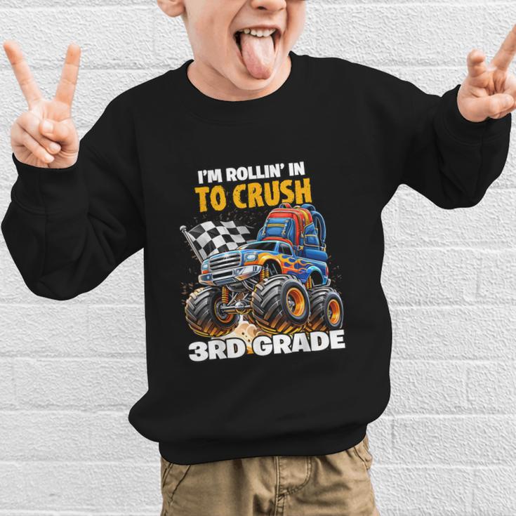 Rollin Crush Monster Truck Back To School 3rd Grade Boys Graphic Kid Sweatshirt Rollin Crush Monster Truck Back To School 3rd Grade Boys Graphic Kid Sweatshirt