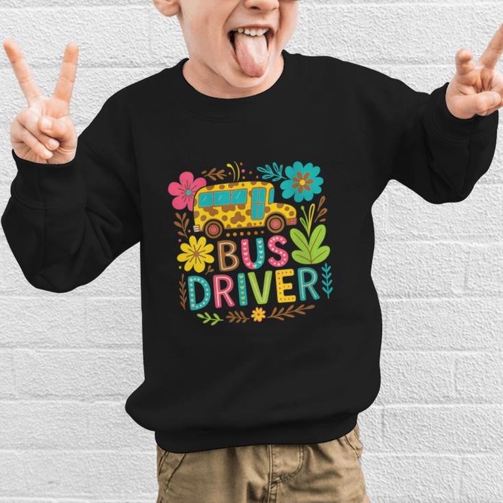 School Bus Driver Boho Floral Leopard Back To School Womens Graphic Kid Sweatshirt School Bus Driver Boho Floral Leopard Back To School Womens Graphic Kid Sweatshirt