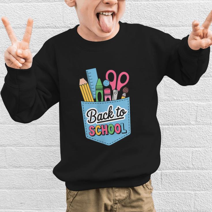 School Supplies In Pocket Back To School Boys Girls Graphic Kid Sweatshirt