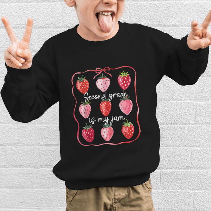 Second Grade Is My Jam Strawberry 2nd Grade Back To School Graphic Kid Sweatshirt Second Grade Is My Jam Strawberry 2nd Grade Back To School Graphic Kid Sweatshirt