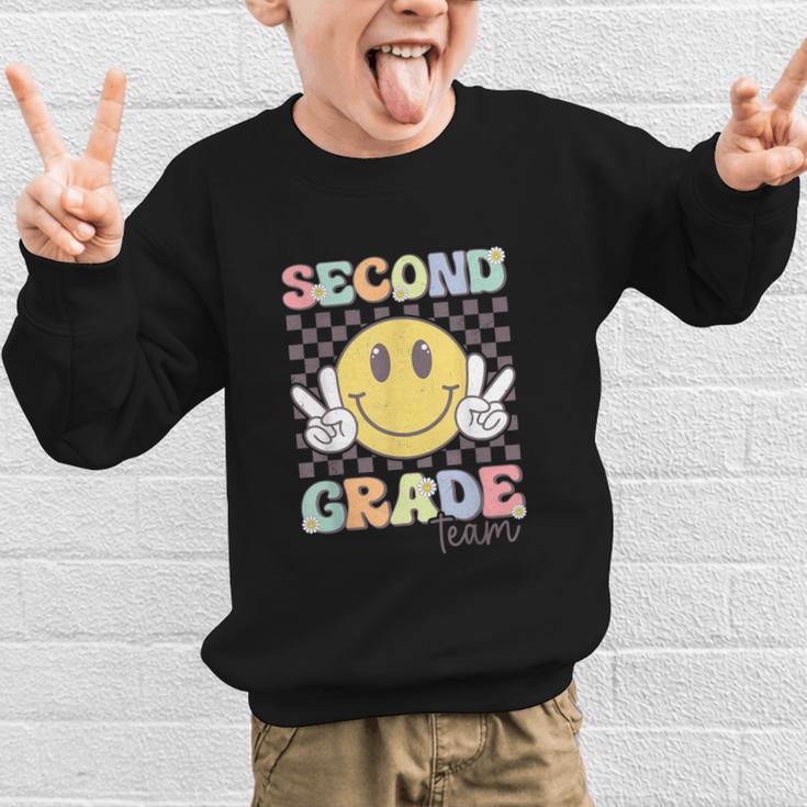 Second Grade Team Smile Face 2nd Grade Back To School Graphic Kid Sweatshirt