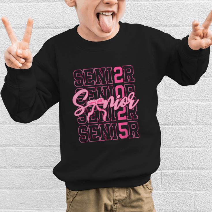 Senior 2025 Coquette Pink Bow Class Of 2025 Back To School Graphic Kid Sweatshirt