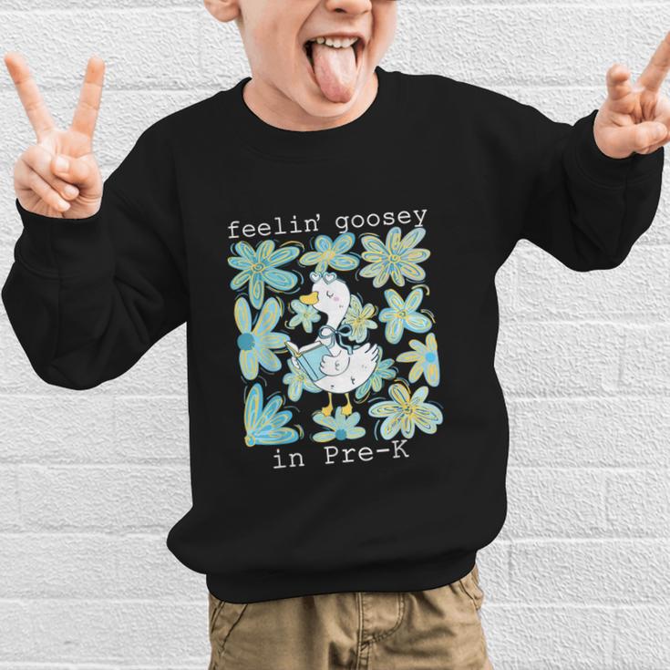 Silly Goose Back To School Feelin’ Goosey Pre-K Graphic Kid Sweatshirt Silly Goose Back To School Feelin’ Goosey Pre-K Graphic Kid Sweatshirt