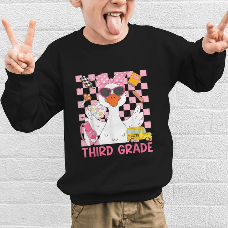 Silly Goose Third Grade Grade Back To School Coquette Girly Graphic Kid Sweatshirt