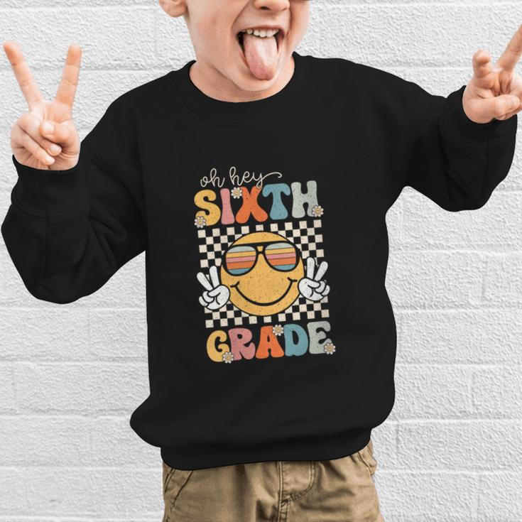 Sixth Grade Oh Hey Smile Retro Back To School 6th Grade Graphic Kid Sweatshirt