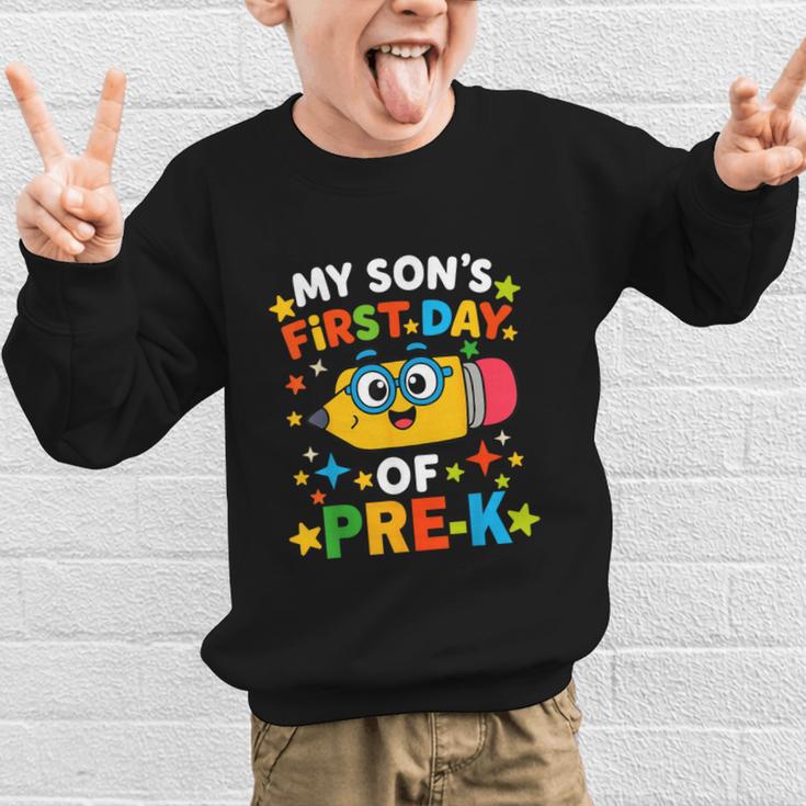 My Son's First Day Of Pre-K Back To School Kids Graphic Kid Sweatshirt My Son's First Day Of Pre-K Back To School Kids Graphic Kid Sweatshirt