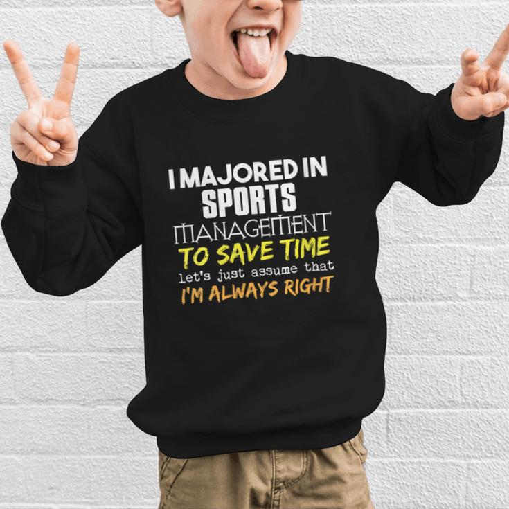 Sports Management Major For Back To School Graphic Kid Sweatshirt Sports Management Major For Back To School Graphic Kid Sweatshirt