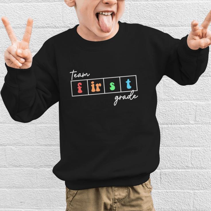 Team First Grade Back To School First Day Of 1st Grade Cute Graphic Kid Sweatshirt
