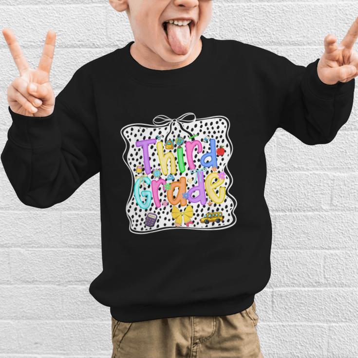 Third Grade Dalmatian Dots 3rd Grade Back To School Girls Graphic Kid Sweatshirt Third Grade Dalmatian Dots 3rd Grade Back To School Girls Graphic Kid Sweatshirt