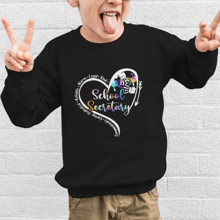 Tie Dye Heart School Secretary Life Tee Cute Back To School Graphic Kid Sweatshirt