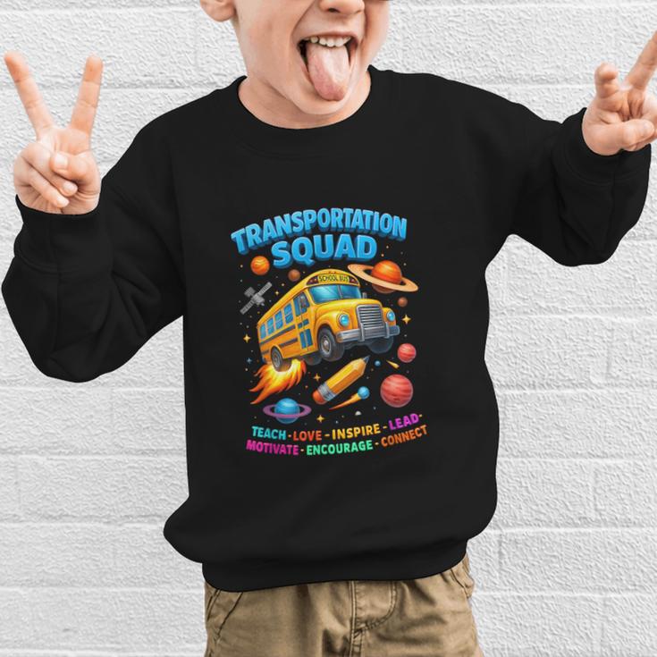Transportation Squad School Bus Back To School Retro Graphic Kid Sweatshirt Transportation Squad School Bus Back To School Retro Graphic Kid Sweatshirt