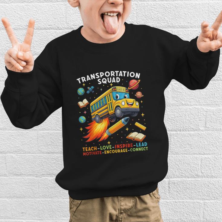 Transportation Squad School Bus Driver Back To School Graphic Kid Sweatshirt Transportation Squad School Bus Driver Back To School Graphic Kid Sweatshirt