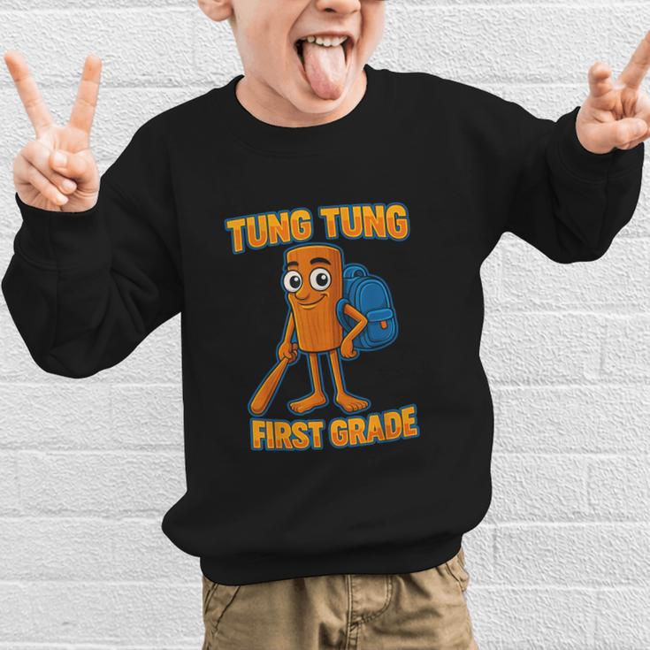 Tung Tung Sahur First Grade Italian Brainrot Back To School Graphic Kid Sweatshirt Tung Tung Sahur First Grade Italian Brainrot Back To School Graphic Kid Sweatshirt
