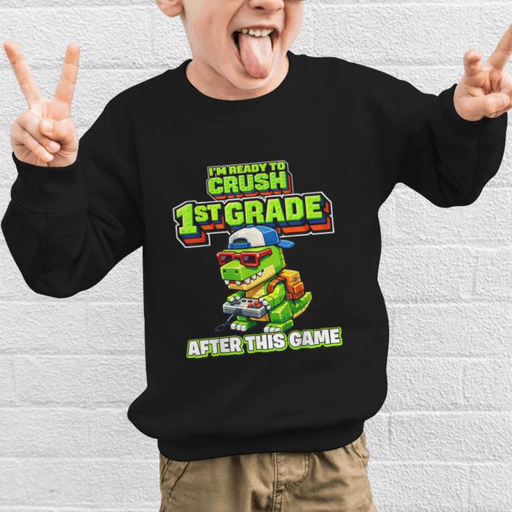 Video GameRex Dinosaur 1st Grade Back To School Boy Graphic Kid Sweatshirt Video GameRex Dinosaur 1st Grade Back To School Boy Graphic Kid Sweatshirt