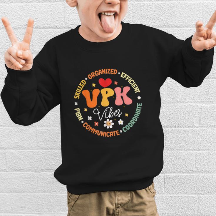 VPK Vibes First Day Of Back To School Appreciation Week Graphic Kid Sweatshirt VPK Vibes First Day Of Back To School Appreciation Week Graphic Kid Sweatshirt