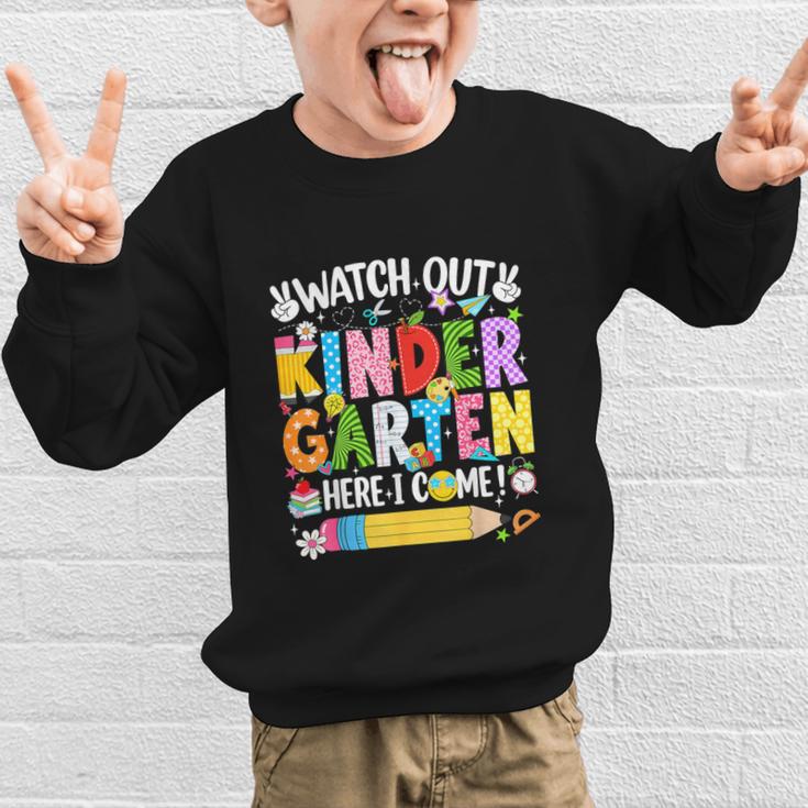 Watch Out Kindergarten Here I Come Back To School Girls Kids Graphic Kid Sweatshirt Watch Out Kindergarten Here I Come Back To School Girls Kids Graphic Kid Sweatshirt