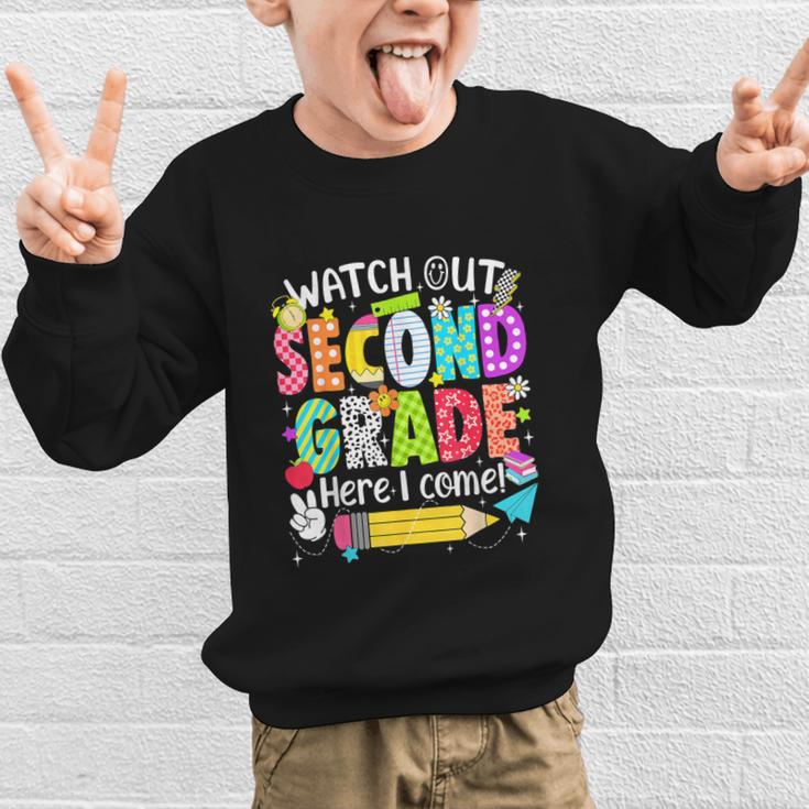 Watch Out Second Grade Here I Come Back To School Boys Girls Graphic Kid Sweatshirt