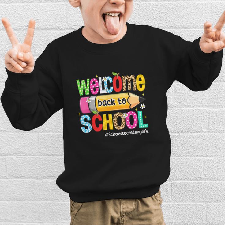 Welcome Back To School School Secretary Life Leopard Graphic Kid Sweatshirt Welcome Back To School School Secretary Life Leopard Graphic Kid Sweatshirt