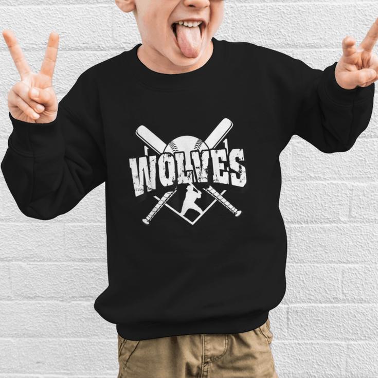 Wolves Baseball Back To School Spirit Graphic Kid Sweatshirt Wolves Baseball Back To School Spirit Graphic Kid Sweatshirt