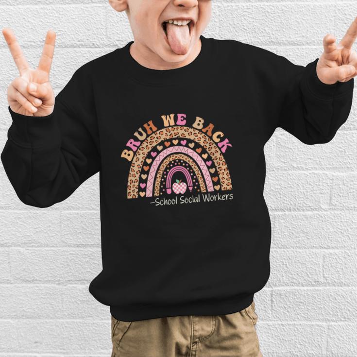 Women's Bruh We Back To School Social Worker Leopard Rainbow Graphic Kid Sweatshirt Women's Bruh We Back To School Social Worker Leopard Rainbow Graphic Kid Sweatshirt