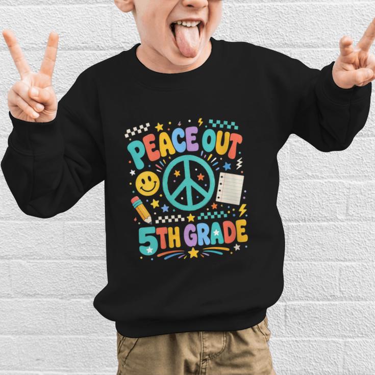 Women's Peace Out 5th Grade Retro Back To School Students Graphic Kid Sweatshirt Women's Peace Out 5th Grade Retro Back To School Students Graphic Kid Sweatshirt