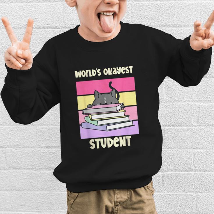 World's Okayest Student Fun Back To School & New Term Graphic Kid Sweatshirt
