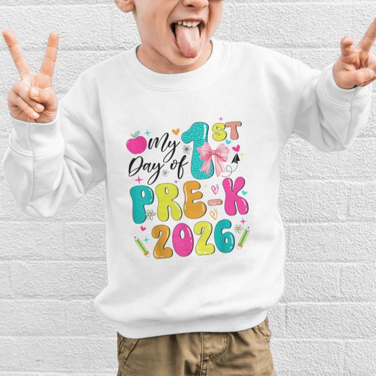 My 1st Day Of Pre-K 2026 Back To School Bow PreK Kids Girls Graphic Kid Sweatshirt