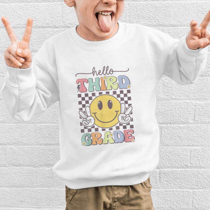 3rd Grade Team Back To School Hello Third Grade Smile Face Graphic Kid Sweatshirt 3rd Grade Team Back To School Hello Third Grade Smile Face Graphic Kid Sweatshirt