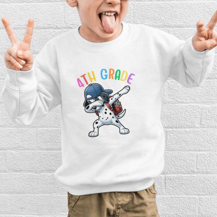 4th Grade Crew Dalmatian Dog Dabbing Back To School Premium Tri-Blend Graphic Kid Sweatshirt