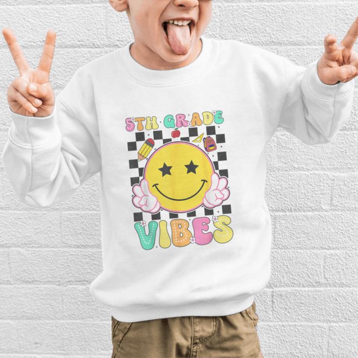 5th Grade Vibes Girls Smile Face Back To School Fifth Grade Graphic Kid Sweatshirt 5th Grade Vibes Girls Smile Face Back To School Fifth Grade Graphic Kid Sweatshirt