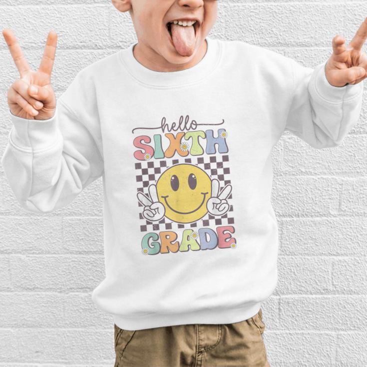 6th Grade Team Back To School Hello Sixth Grade Smile Face Graphic Kid Sweatshirt