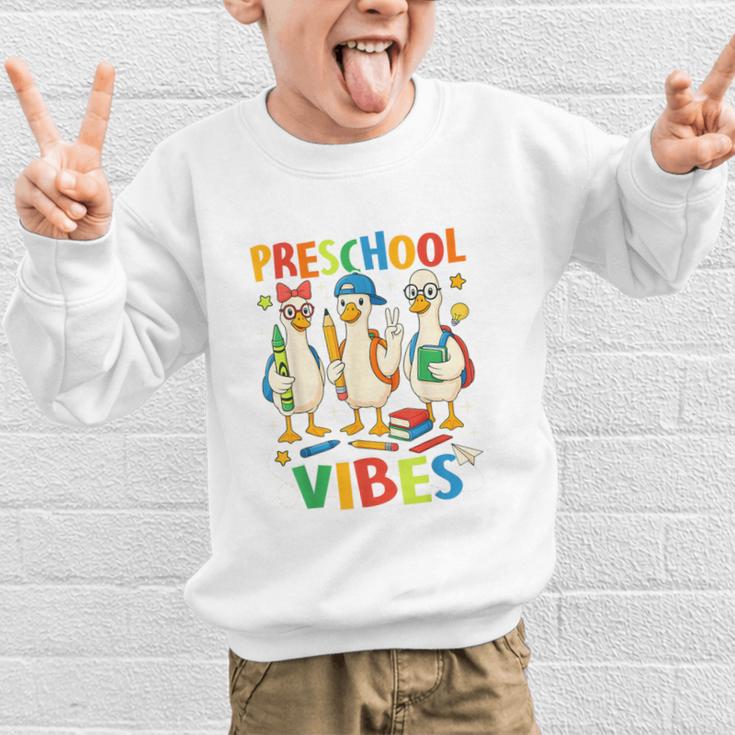Back To School Cute Goose Preschool Vibes Girls Boys Graphic Kid Sweatshirt