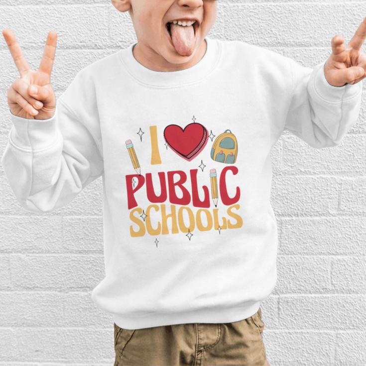 Back To School Education I Love Public Schools Graphic Kid Sweatshirt