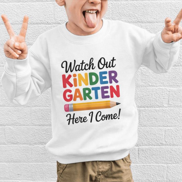Back To School Watch Out Kindergarten Here I Come Kids Graphic Kid Sweatshirt