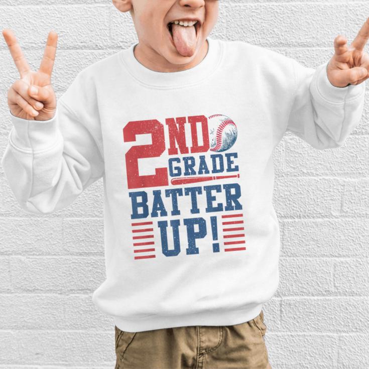 Baseball Second Grade Back To School 2nd Grade Batter Up Graphic Kid Sweatshirt Baseball Second Grade Back To School 2nd Grade Batter Up Graphic Kid Sweatshirt