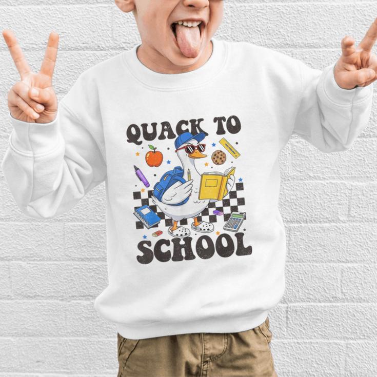 Boys Kid Back To School Goose Quackers Quack To School Graphic Kid Sweatshirt Boys Kid Back To School Goose Quackers Quack To School Graphic Kid Sweatshirt