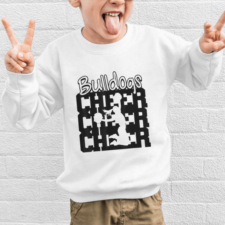 Bulldogs Cheer Back To School Cheerleading Spirit Graphic Kid Sweatshirt Bulldogs Cheer Back To School Cheerleading Spirit Graphic Kid Sweatshirt
