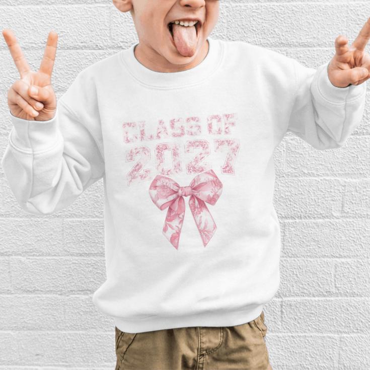 Class Of 2027 Preppy Coquette Bow Back To School Graduation Premium Tri-Blend Graphic Kid Sweatshirt