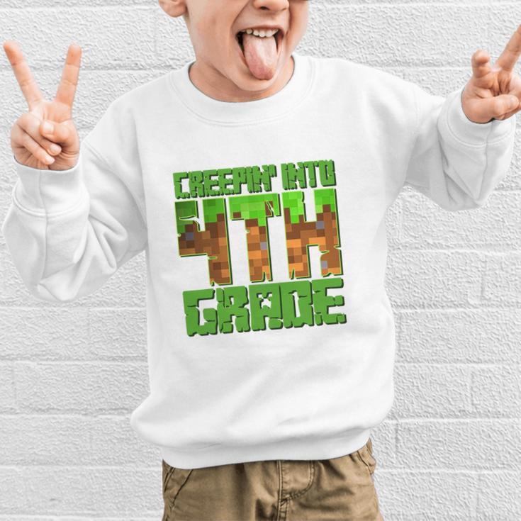 Creepin’ Into 4th Grade Kids Boy Gamer Pixel Back To School Performance Graphic Kid Sweatshirt