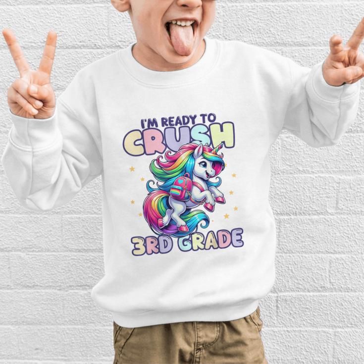 Crush 3rd Grade Girls Back To School Unicorn First Day Cute Graphic Kid Sweatshirt Crush 3rd Grade Girls Back To School Unicorn First Day Cute Graphic Kid Sweatshirt