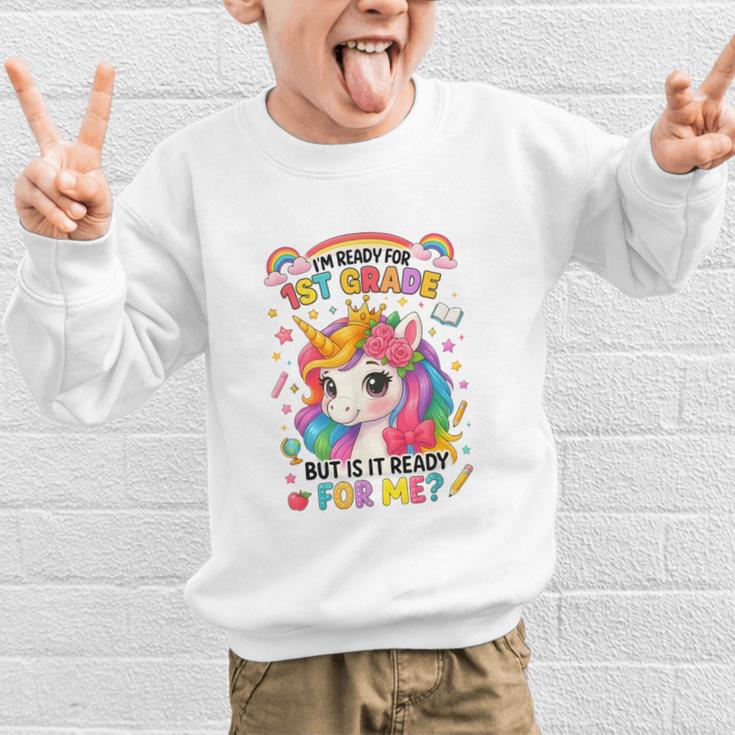 Crush First Grade Girls Back To School Unicorn First Day Graphic Kid Sweatshirt Crush First Grade Girls Back To School Unicorn First Day Graphic Kid Sweatshirt