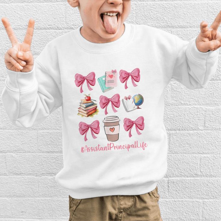 Cute Coquette Bows Assistant Principal Life Back To School Graphic Kid Sweatshirt Cute Coquette Bows Assistant Principal Life Back To School Graphic Kid Sweatshirt