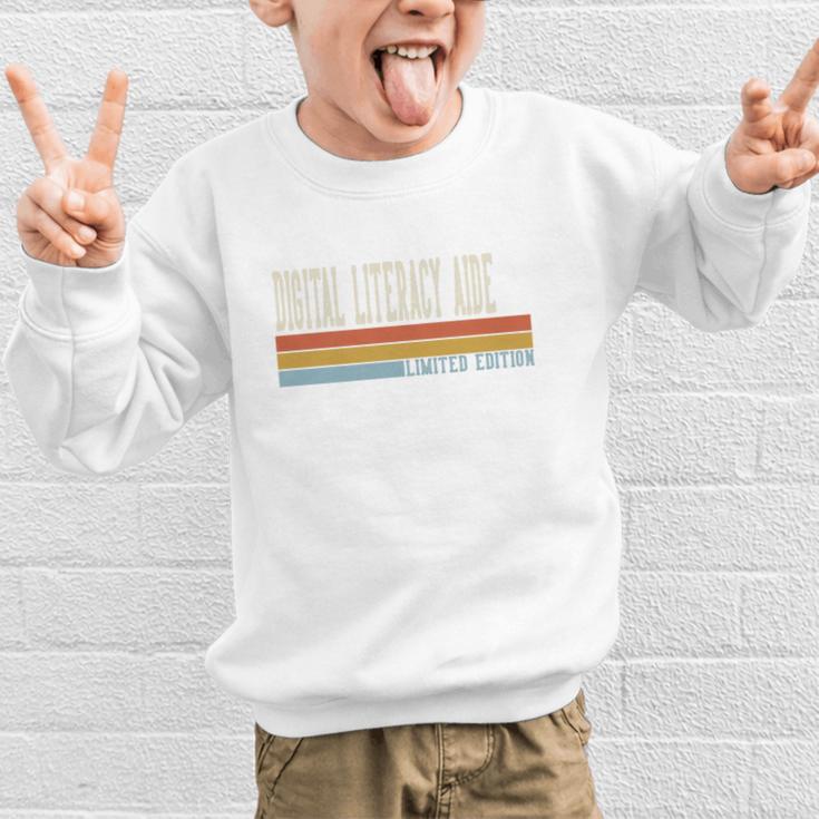 Digital Literacy Aide Week Retro Vintage Back To School Day Premium Tri-Blend Graphic Kid Sweatshirt