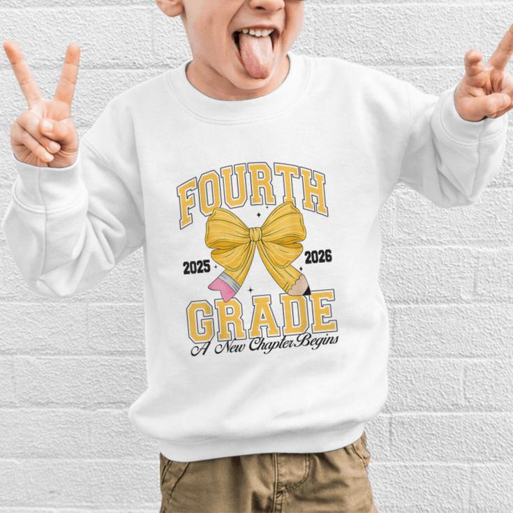 Fourth Grade Back To School First Day Pencil Bow 2025 Girls Graphic Kid Sweatshirt Fourth Grade Back To School First Day Pencil Bow 2025 Girls Graphic Kid Sweatshirt