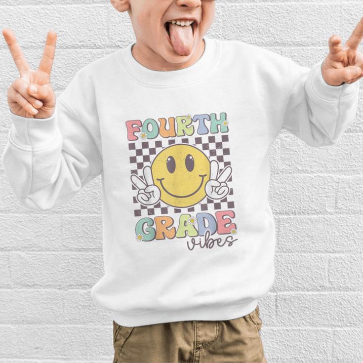Fourth Grade Vibes Smile Face 4th Grade Team Back To School Graphic Kid Sweatshirt Fourth Grade Vibes Smile Face 4th Grade Team Back To School Graphic Kid Sweatshirt