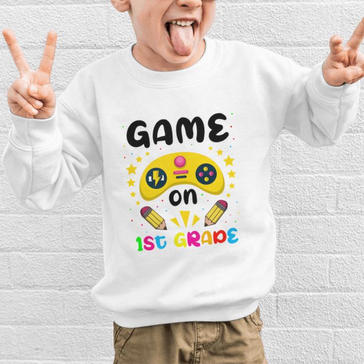 Game On 1st Grade Cute Video Gamer Back To School 2026 Kids Graphic Kid Sweatshirt