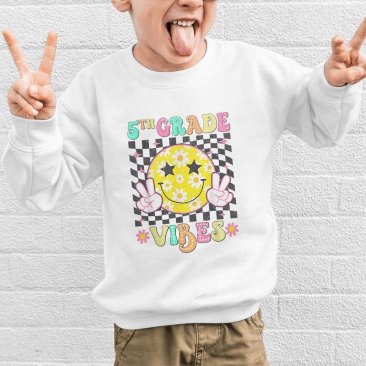 Girls 5th Grade Vibes Smile Face Back To School Fifth Grade Graphic Kid Sweatshirt Girls 5th Grade Vibes Smile Face Back To School Fifth Grade Graphic Kid Sweatshirt