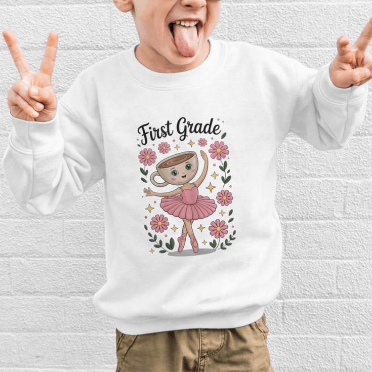 Girls Back To School Cappuccina Italian Brainrot First Grade Graphic Kid Sweatshirt Girls Back To School Cappuccina Italian Brainrot First Grade Graphic Kid Sweatshirt