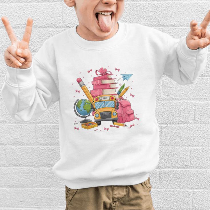 Girls Cute Pink Bows Coquette Aesthetic Back To School Graphic Kid Sweatshirt Girls Cute Pink Bows Coquette Aesthetic Back To School Graphic Kid Sweatshirt