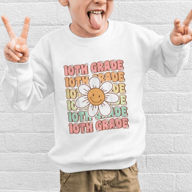 Groovy 10th Grade Back To School First Day Of Tenth Grade Graphic Kid Sweatshirt